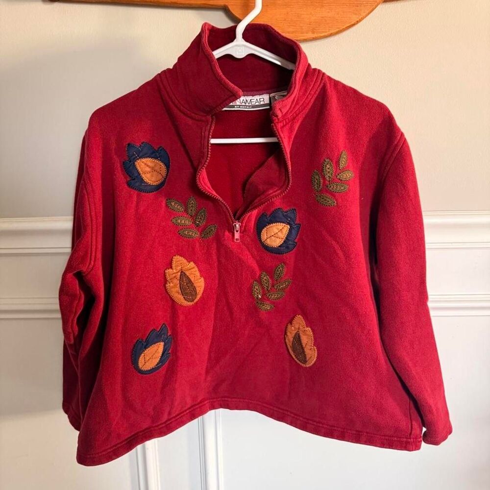 American-vintage Women's Red and Burgundy Autumn Sweatshirt